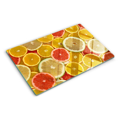 Deska kuchenna szklana z motywem cytrusów w kolorach tęczy