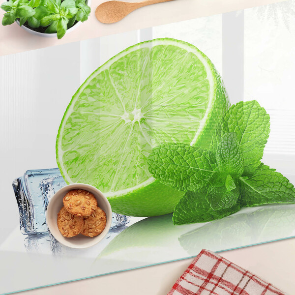 Deska kuchenna szklana z nadrukiem limonki z miętą i lodem