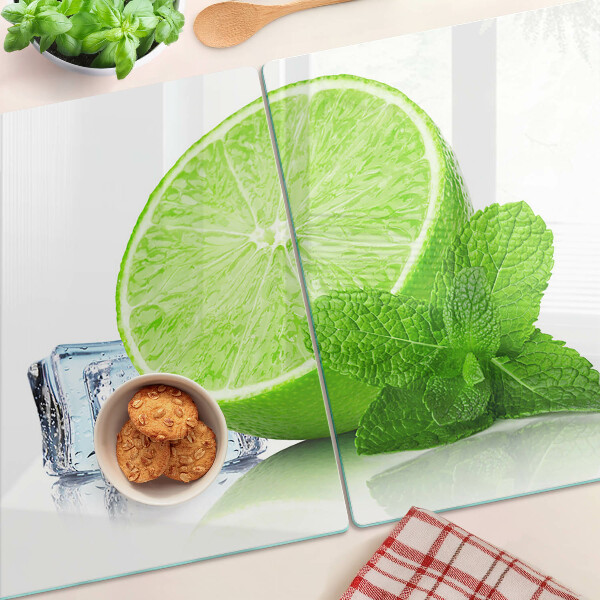 Deska kuchenna szklana z nadrukiem limonki z miętą i lodem