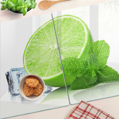 Deska kuchenna szklana z nadrukiem limonki z miętą i lodem