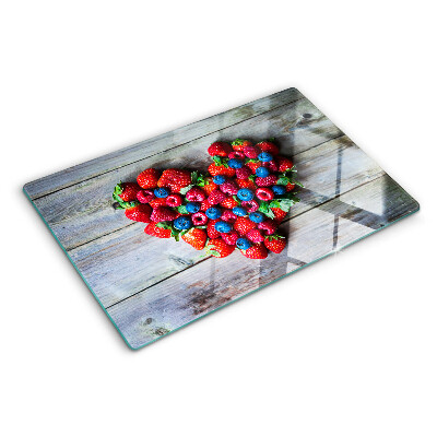 Szklana deska do krojenia z motywem serca z owoców leśnych