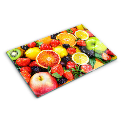 Szklana deska kuchenna z motywem owoców tropikalnych i jagód