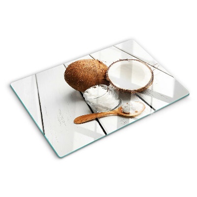 Szklana deska kuchenna z motywem kokosa i jego przetworów