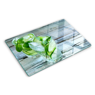 Deska kuchenna szklana z motywem koktajli z miętą i ogórkiem