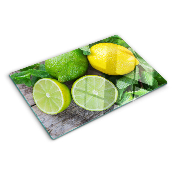 Szklana deska kuchenna z motywem cytryn i limonek z dodatkiem mięty