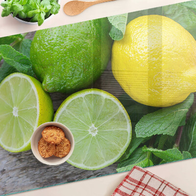 Szklana deska kuchenna z motywem cytryn i limonek z dodatkiem mięty