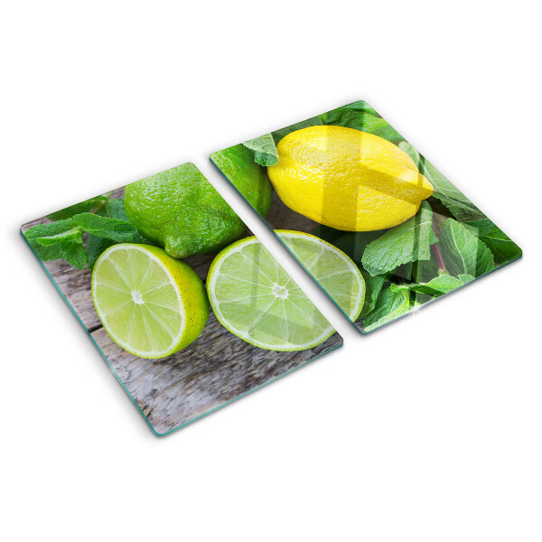 Szklana deska kuchenna z motywem cytryn i limonek z dodatkiem mięty
