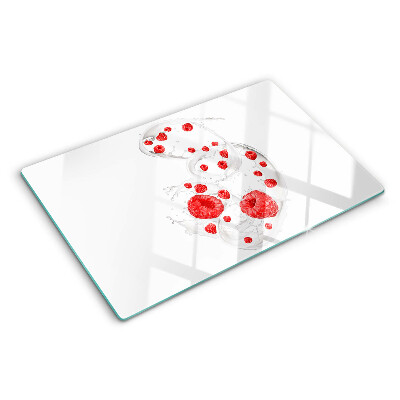 Deska kuchenna szklana z motywem malinowych bąbelków w wodzie