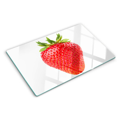 Szklana deska do krojenia z nadrukiem truskawki na białym tle