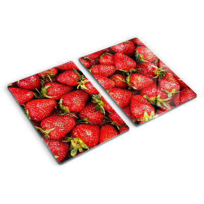Deska kuchenna szklana Truskawki na tle czerwonym