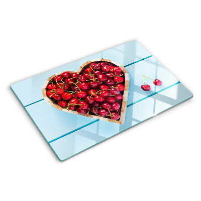 Szklana deska kuchenna z wzorem czereśni w kształcie serca