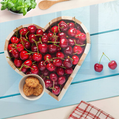 Szklana deska kuchenna z wzorem czereśni w kształcie serca
