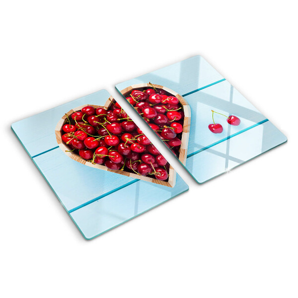Szklana deska kuchenna z wzorem czereśni w kształcie serca
