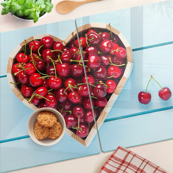 Szklana deska kuchenna z wzorem czereśni w kształcie serca