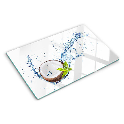 Deska kuchenna szklana z motywem kokosa z wodą i miętą