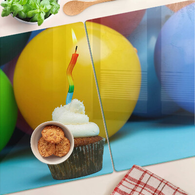 Deska kuchenna szklana Urodzinowy cupcake z balonami