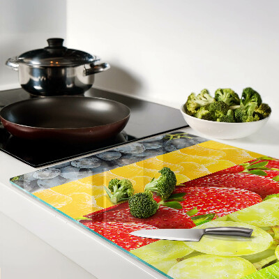 Szklana deska do krojenia z motywem owoców w paski