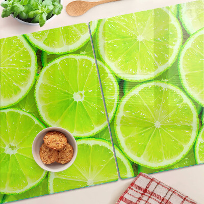 Szklana deska do krojenia z nadrukiem przedstawiającym plastry limonki