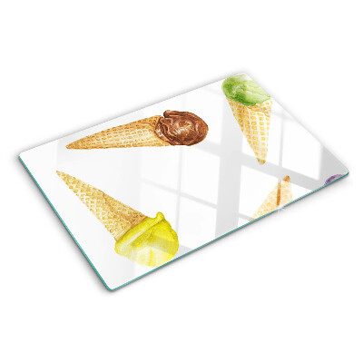 Szklana deska kuchenna z motywem lodów w waflu