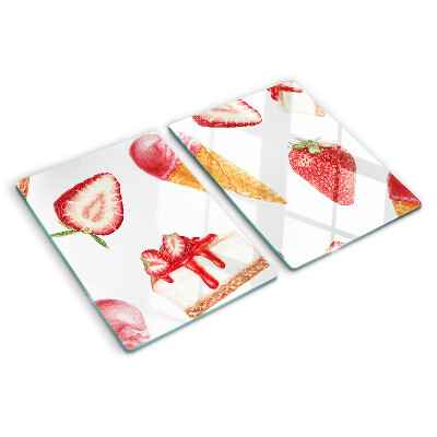 Deska kuchenna szklana Lody i truskawki