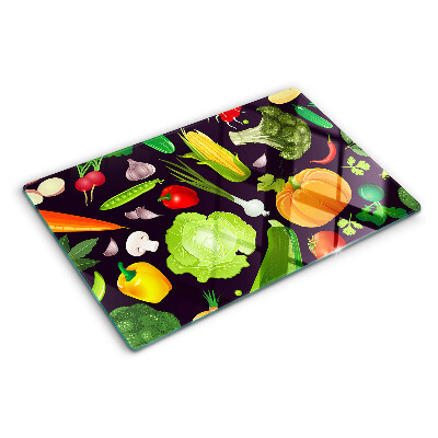 Szklana deska do krojenia z motywem warzyw i ziół