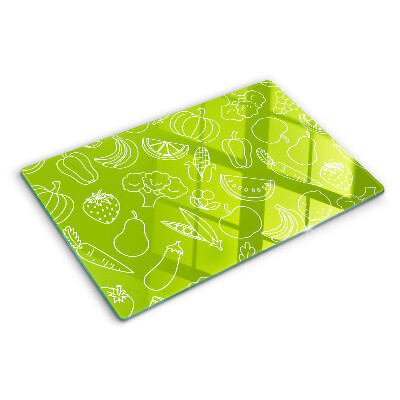 Szklana deska do krojenia z motywem owoców i warzyw