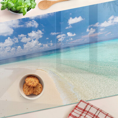 Szklana deska kuchenna z motywem plaży i błękitnego nieba
