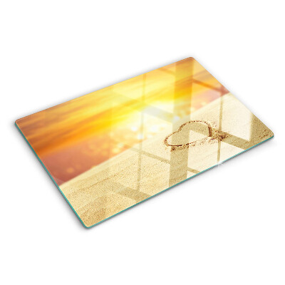 Deska kuchenna szklana z motywem plaży o zachodzie słońca