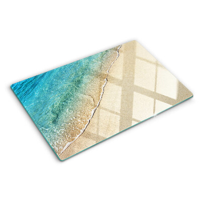 Deska kuchenna szklana z motywem plaży i fal morskich