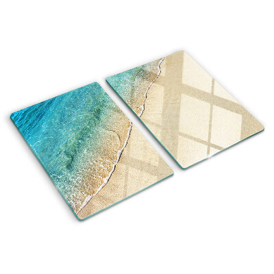 Deska kuchenna szklana z motywem plaży i fal morskich