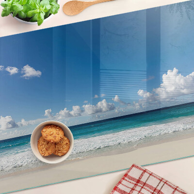 Deska kuchenna szklana Plaża z turkusową wodą i chmurami