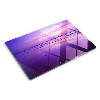 Szklana deska do krojenia z motywem zachodu słońca nad morzem