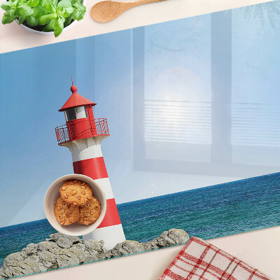 Szklana deska kuchenna z nadrukiem latarni morskiej nad oceanem