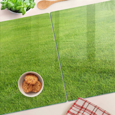 Szklana deska kuchenna z motywem zielonej trawy