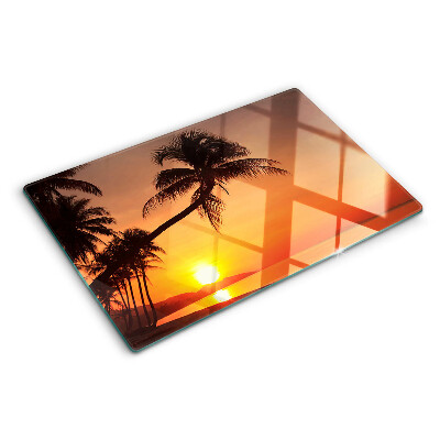 Szklana deska kuchenna z motywem zachodu słońca na plaży