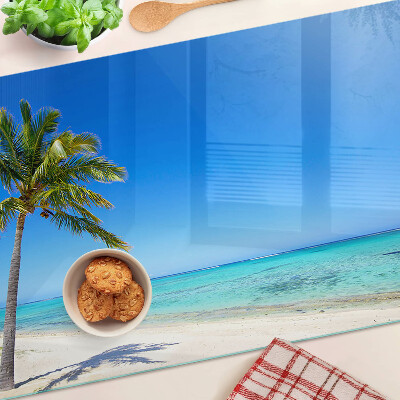 Deska kuchenna szklana z motywem plaży z palmą