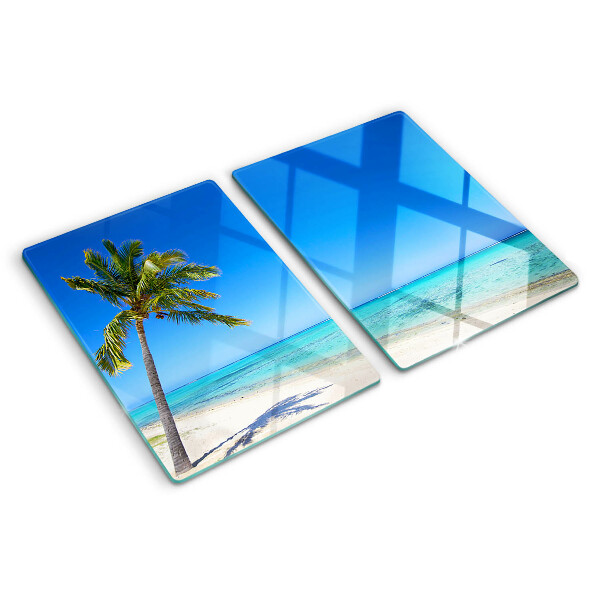 Deska kuchenna szklana Plaża z palmą
