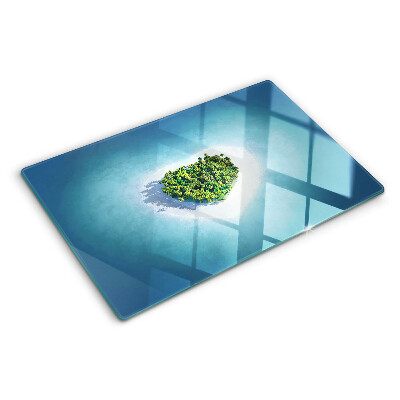 Deska kuchenna szklana z motywem wyspy z palmami