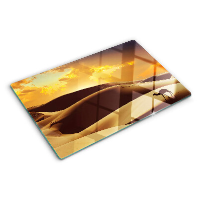 Szklana deska do krojenia z motywem pustynnego krajobrazu o zachodzie słońca