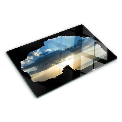 Szklana deska kuchenna z motywem zachodu słońca za chmurami
