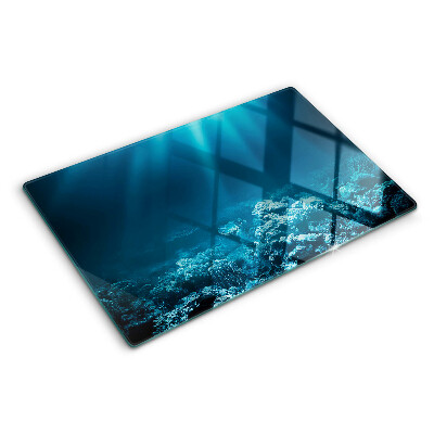 Szklana deska do krojenia z motywem podwodnego krajobrazu z rafą koralową