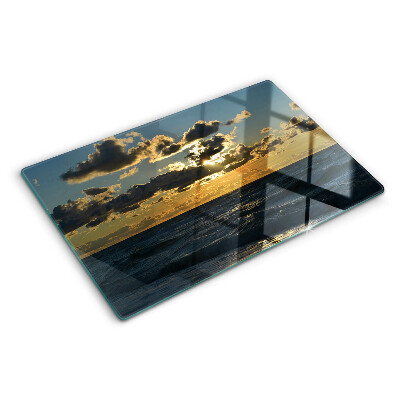 Szklana deska kuchenna z motywem zachodu słońca nad morzem