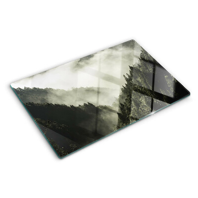 Deska kuchenna szklana z motywem górskiego krajobrazu z mgłą