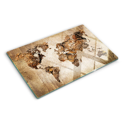 Szklana deska kuchenna Mapa świata w stylu vintage