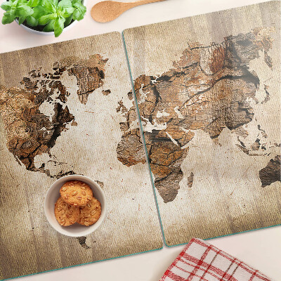 Szklana deska kuchenna Mapa świata w stylu vintage