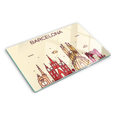 Deska kuchenna szklana z motywem Barcelony i jej architektury