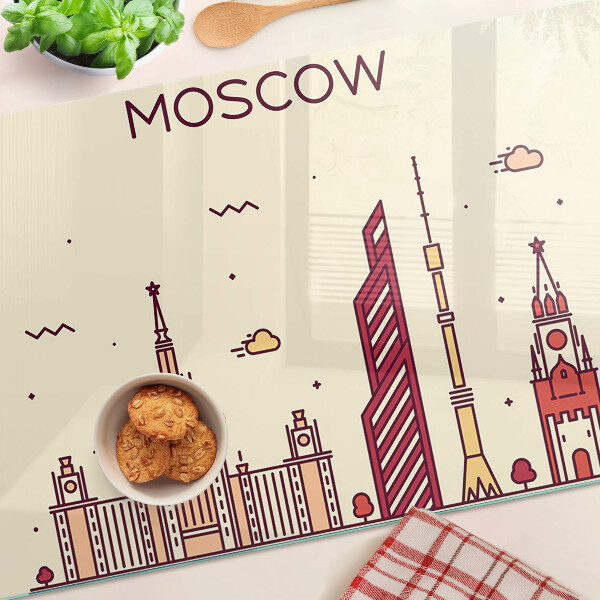 Deska kuchenna szklana z nadrukiem przedstawiającym panoramę Moskwy