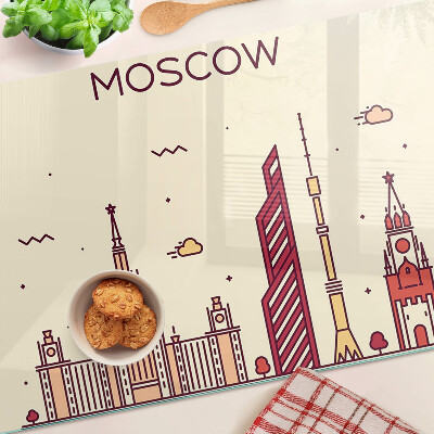 Deska kuchenna szklana z nadrukiem przedstawiającym panoramę Moskwy