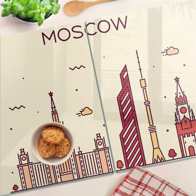 Deska kuchenna szklana z nadrukiem przedstawiającym panoramę Moskwy
