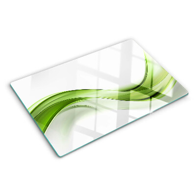 Szklana deska do krojenia z motywem zielonych fal w abstrakcyjnym wzorze